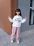 FNJ KIDS女童套裝春秋2025新款洋氣中大童衛衣工裝褲兒童休閑兩件套 粉色套裝 150 （建議身高140-150cm） 曬單實(shí)拍圖