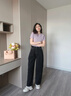 Teenie Weenie小熊女裝牛仔褲2025秋新款簡(jiǎn)約松弛垂感休閑闊腿長(zhǎng)褲 黑色 M 曬單實(shí)拍圖