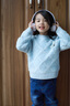 IVY HOUSE常春藤兒童裝女童2023年冬季新款學(xué)院風(fēng)綿軟圓領(lǐng)套頭毛衣舒適保暖 水藍色 110 /52cm 曬單實(shí)拍圖