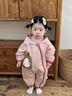 A 21 FUNB嬰兒春季沖鋒衣寶寶春裝卡通連體衣嬰幼兒外出哈衣爬服外套衣服春 粉色[春秋款] 100cm 【15-24月 22-32斤】 曬單實(shí)拍圖