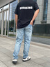 卡賓（CABBEEN）【萊卡彈力】水洗小腳牛仔褲男2025夏季新款潮牌休閑薄款長(zhǎng)褲 天藍(lán)色37（合體版型） 31 /175/L 曬單實(shí)拍圖