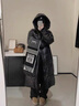 韓璐嬌（hanlujiao）黑金羽絨棉服女2024年冬季新款韓版寬松長(cháng)款過(guò)膝棉衣加厚棉襖外套 黑色（升級加厚款） M 【建議105-120斤】 曬單實(shí)拍圖