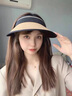viney夏季防曬帽子女新款黑膠空頂遮陽(yáng)遮臉太陽(yáng)帽編織草帽可折疊寬檐 卡其色 戶(hù)外海邊百搭沙灘帽 曬單實(shí)拍圖