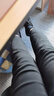婧麒（JOYNCLEON）孕婦直筒牛仔褲秋冬款外穿煙管褲打底九分褲加絨黑色XL Jyk32632 曬單實(shí)拍圖