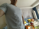 必行（bisual）男士純棉短袖t恤運(yùn)動打底衫男無痕內(nèi)衣V領(lǐng)緊身背心透氣吸汗衫男 短袖（海藍(lán)+銀灰） 2XL （適合140-160斤） 曬單實(shí)拍圖