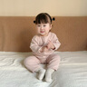 貝樂(lè )咿嬰兒衣服兒童內衣套裝家居服睡衣男女寶寶春秋衣秋褲高腰純棉打底 6423藕粉提花無(wú)骨套裝 80 （兩用襠） 曬單實(shí)拍圖