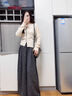三吉黑花【尋野】闊腿褲子女秋冬2024新款休閑毛呢褲寬松bf慵懶風(fēng) 花灰 M 曬單實(shí)拍圖