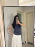 浩沙短袖T恤女修身圓領(lǐng)女士百搭透氣純色休閑打底衫 曬單實(shí)拍圖