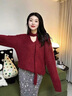 皓娥 早秋復古紅色毛衣女寬松V領(lǐng)針織衫套頭寬松慵懶風(fēng)軟糯長(cháng)袖上衣 紅色v領(lǐng)【上衣+圍巾】 均碼 曬單實(shí)拍圖