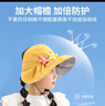 歐育兒童防寶寶曬女童帽子遮陽帽夏秋款寶寶帽子大帽檐空頂太陽帽 B1673黃色花朵 曬單實拍圖