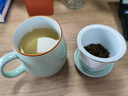 半物生活 陶瓷茶杯茶水分離杯辦公室泡茶杯喝茶杯男帶把手茶水杯過濾杯子 青雨小胖茶杯380ml 曬單實(shí)拍圖