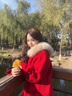 歐迪惠（Oudihui）2025年新款圣誕新年紅色戰(zhàn)袍秋冬毛呢外套女加厚呢子大衣外套女裝 紅色 S 曬單實(shí)拍圖