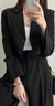HERAGAIA2025年夏季新款卡其色小西裝外套女感小個(gè)子氣質(zhì)通勤西服套裝 黑色套裝（外套+褲子） M （推薦95斤-108斤） 曬單實(shí)拍圖