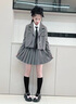 皮爾卡丹（pierre cardin）jk套裝女童秋裝2025新款學(xué)院風(fēng)制服兒童小女孩春秋款連衣裙秋季 灰色兩件套 160 cm 外套+裙子 曬單實(shí)拍圖