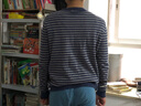 純一良品（CUNYI）童裝男童條紋針織衫兒童套頭毛衣秋冬裝新款中大童打底上衣 灰藍條紋 160 cm 曬單實(shí)拍圖