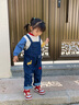 幼歌（YOUGE）【軟牛仔】嬰幼兒春季品貓貓繡花標(biāo)親膚舒適柔軟牛仔背帶褲 牛仔藍(lán) 90 cm 曬單實(shí)拍圖