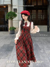 DXOT紅色格子背帶連衣裙子女秋冬2025新款元旦過新年戰(zhàn)袍穿搭套裝長(zhǎng)裙 襯衫+連衣裙【套裝】 M 建議 96-105斤 曬單實(shí)拍圖