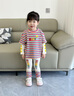 幼歌（YOUGE）春新中小童繽紛彩虹假兩件打底衫打底褲親膚透氣兩件套 彩色條紋 (上衣） 90 cm 曬單實(shí)拍圖
