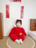 AWZ蛇年羽絨服嬰兒拜年服過年喜慶衣服冬裝加絨加厚連體衣棉服棉襖秋 紅色祥瑞醒獅 均碼 66碼 曬單實拍圖