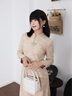 逸紅顔（E.Beauty）淑云 2025秋季新品小香風(fēng)修身新中式國風(fēng)連衣裙女 香檳色 S 均碼 曬單實(shí)拍圖