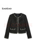 bebe秋季系列女士氣質(zhì)金屬裝飾亮片花紗外套340316 黑色 L 曬單實(shí)拍圖