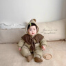 G.DUCKIDS女寶寶冬裝棉服嬰兒洋氣公主風(fēng)加絨加厚外出連體哈衣冬季韓系衣服 咖色 66cm (7-10斤) 偏小 曬單實(shí)拍圖