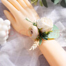 伴娘手腕花新娘姐妹手花級(jí)感婚禮結(jié)婚森系超仙韓式珍珠手環(huán)婚紗 花好月圓-白色 曬單實(shí)拍圖