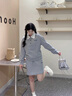 獨束大碼女裝鉤花娃娃領(lǐng)衛(wèi)衣半裙套裝2025春裝休閑半身裙時尚套裝 鴿子灰-上衣 M (尺碼：1) 曬單實拍圖