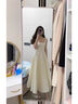 緣夢(mèng)韻法式在逃公主吊帶連衣裙女2025夏季純欲訂婚禮服長(cháng)裙白色裙子夏季 M 曬單實(shí)拍圖