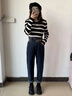 FSHE牛仔褲女2025年春秋設計感花苞高腰哈倫老爹褲寬松顯瘦蘿卜褲女 黑色 XL [120-130斤] 曬單實(shí)拍圖