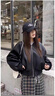 DGOV黑色拉鏈短款長(cháng)袖棒球服皮衣外套女2025秋季新款復古寬松機車(chē)服潮 黑色皮衣zt S 【70-90斤】 曬單實(shí)拍圖