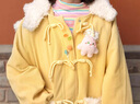 森女部落原創(chuàng  )可愛(ài)小羊肌理感中長(cháng)款棉衣棉服年新款女裝秋冬裝 奶黃色（單件） 單件 M 曬單實(shí)拍圖