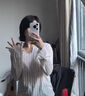 凡小如輕薄針織衫女春夏防曬罩衫V領(lǐng)新款寬松顯瘦長(zhǎng)袖上衣肌理感條紋t恤 杏色 L 【建議115-125斤】 曬單實(shí)拍圖