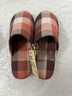MUJI男女通用 棉法蘭絨 厚底拖鞋 男鞋女鞋秋冬季家居鞋 橙色格紋 240mm M/38碼（2.0） 曬單實(shí)拍圖