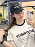 風采兔 100%棉韓版hiphop拼色條紋字母短袖t恤女2025學院高級感百搭上衣 白灰色 M 曬單實拍圖