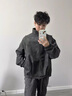 NEW OR MODE美式磨砂PU皮衣男秋冬季新款寬松百搭休閑夾克痞帥潮牌高街外套男 磨砂黑灰色 XL 曬單實(shí)拍圖