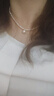 海瞳極光近圓淡水小珍珠項鏈帶吊墜女友迷你baby珠項鏈時尚鎖骨鏈 極光 3-4mm  長40cm s925銀延長扣 曬單實拍圖