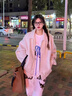 Jret翻領(lǐng)棒球服外套女春秋冬初高中學(xué)生小個子美式復(fù)古休閑夾克女 圖片色 L 曬單實拍圖