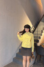 ELAND衣戀襯衫女純色簡(jiǎn)約風(fēng)舒適長(cháng)袖短款襯衣2025秋季新款 黃色(30)Yellow S 160 曬單實(shí)拍圖