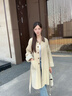 香影英倫學(xué)院風(fēng)卡其色風(fēng)衣女2025春季新款撞色翻領(lǐng)中長款休閑外套 卡其色 XS 曬單實(shí)拍圖