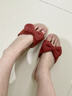 遠港紅色亞麻拖鞋女士夏季2025新款室內家用防滑防臭軟底吸汗家居布藝 珊瑚紅 37-38 【標準碼】 曬單實(shí)拍圖