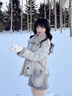風(fēng)采兔韓版高級感皮毛一體加厚外套女2024冬新款寬松甜美減齡麂皮絨外套 卡其色 【有配帶包包】 M 曬單實(shí)拍圖