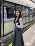 熙世界sllsky廳里廳氣假兩件長(cháng)袖連衣裙女2025春季教資面試收腰襯衫裙子 月石灰 L 曬單實(shí)拍圖