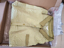 斯琴（siqin）2023夏季新品女純棉格紋翻領(lǐng)單排扣連袖短袖襯衫 BCXS026109 花色 M 曬單實(shí)拍圖