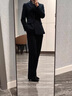 AEMAPE高級感職業(yè)西裝套裝女2025春秋休閑西服商務正裝通勤工作服外套 黑色西裝+闊腿褲 L 曬單實拍圖