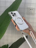 SMLTUO蘋果16promax手機(jī)殼磁吸帶支架適用iPhone15pro保護(hù)套透明斜挎繩14plus后蓋全包防摔13pm外簡約軟 四角開孔支點(diǎn)-透明+支點(diǎn)銀+掛繩G01 iPhone16promax 曬單實(shí)拍圖