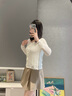 ELAND衣戀毛針織衫女學(xué)院針織花紋空調(diào)長(zhǎng)袖開(kāi)衫外套2025夏季新款 象牙白/白色(39)Ivory S /160 曬單實(shí)拍圖