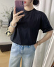 EMPORIO ARMANI/阿瑪尼官方旗艦?zāi)信閭H款全棉圓領(lǐng)正肩短袖薄T恤新款夏季 【100%棉合身版】黑色 L  (推薦：150-165斤) 曬單實拍圖