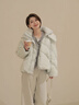 對(duì)白奶油色肌理感短款羽絨服女2024冬新款超好看寬松連帽面包外套 冰綠色 XS 曬單實(shí)拍圖