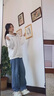 格子連帽開衫衛(wèi)衣女2025新款秋冬加絨加厚寬松慵懶風(fēng)早春拉鏈外套 白色【春秋薄款】 M 曬單實拍圖
